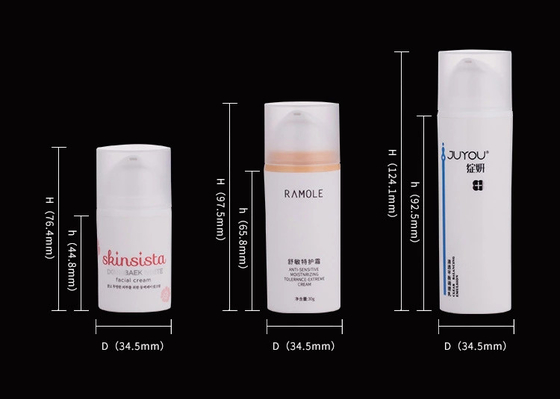 15 ml 30 ml 50 ml PP/PCR luchtloze lotionpompfles voor schermdruk en gelijkmatige dosering