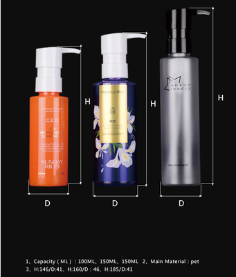 100 ml 130 ml 150 ml capaciteit Persoonlijke PET plastic lotion fles voor cosmetische verpakking