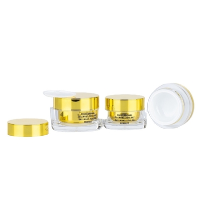 15g 30g 50g Dubbelwand Acryl cosmetische crème pot met gouden deksel nagellak fles