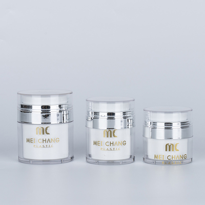 Cosmetische producten 15 ml 30 ml 50 ml luchtloze pot Ronde vorm Plastic verpakking Screen printing Carton Box Cosmetische container