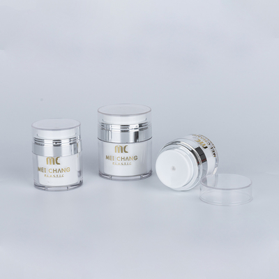 Cosmetische producten 15 ml 30 ml 50 ml luchtloze pot Ronde vorm Plastic verpakking Screen printing Carton Box Cosmetische container